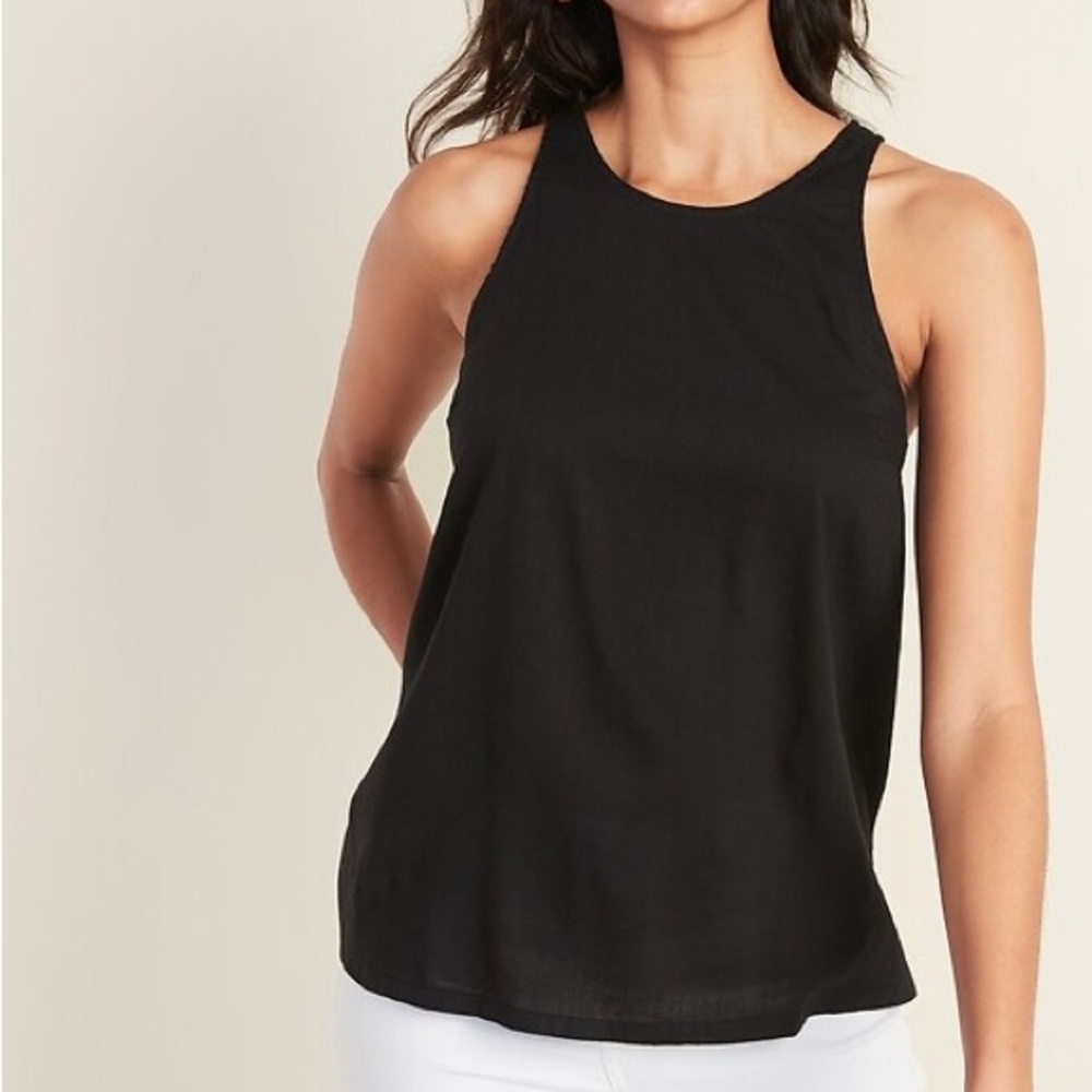 Old Navy Black High-Neck Sleeveless Tank Top Blouse